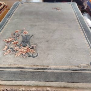 Käsinsolmittu kiinanvillamatto, vihreän sininen