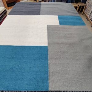 Kortteli Special villamatto, turkoosi/valkoinen