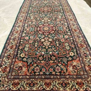 Käsinsolmittu kiinalainen villamatto, vihreä/monivärinen