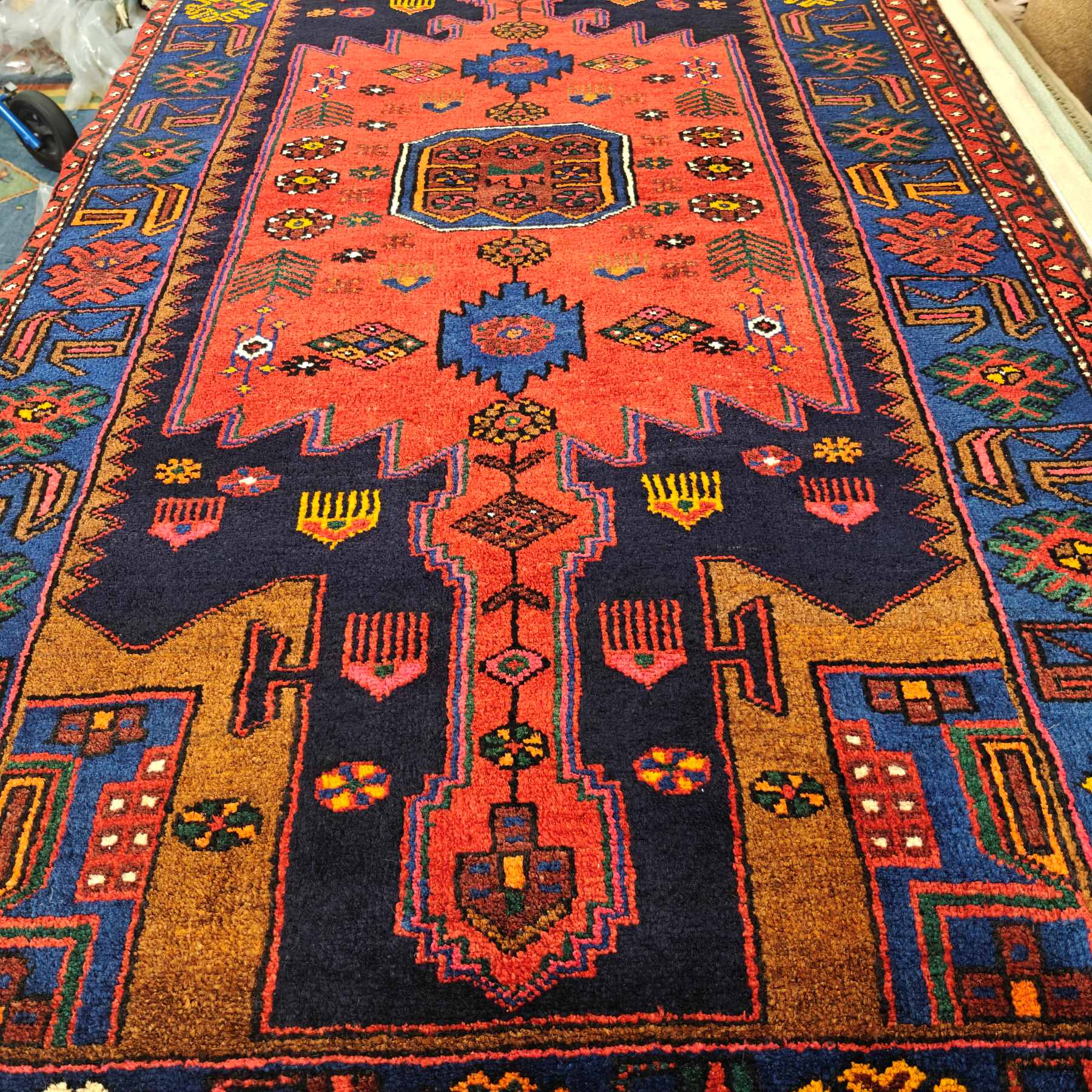 Käsinsolmittu iranilainen villamatto, khamseh - Image 3