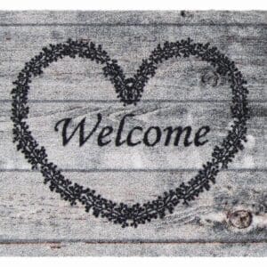 Kynnysmatto, wood heart grey