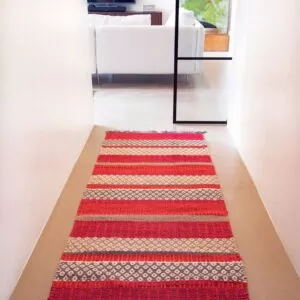 Birgitta kierrätyspuuvillamatto, punainen