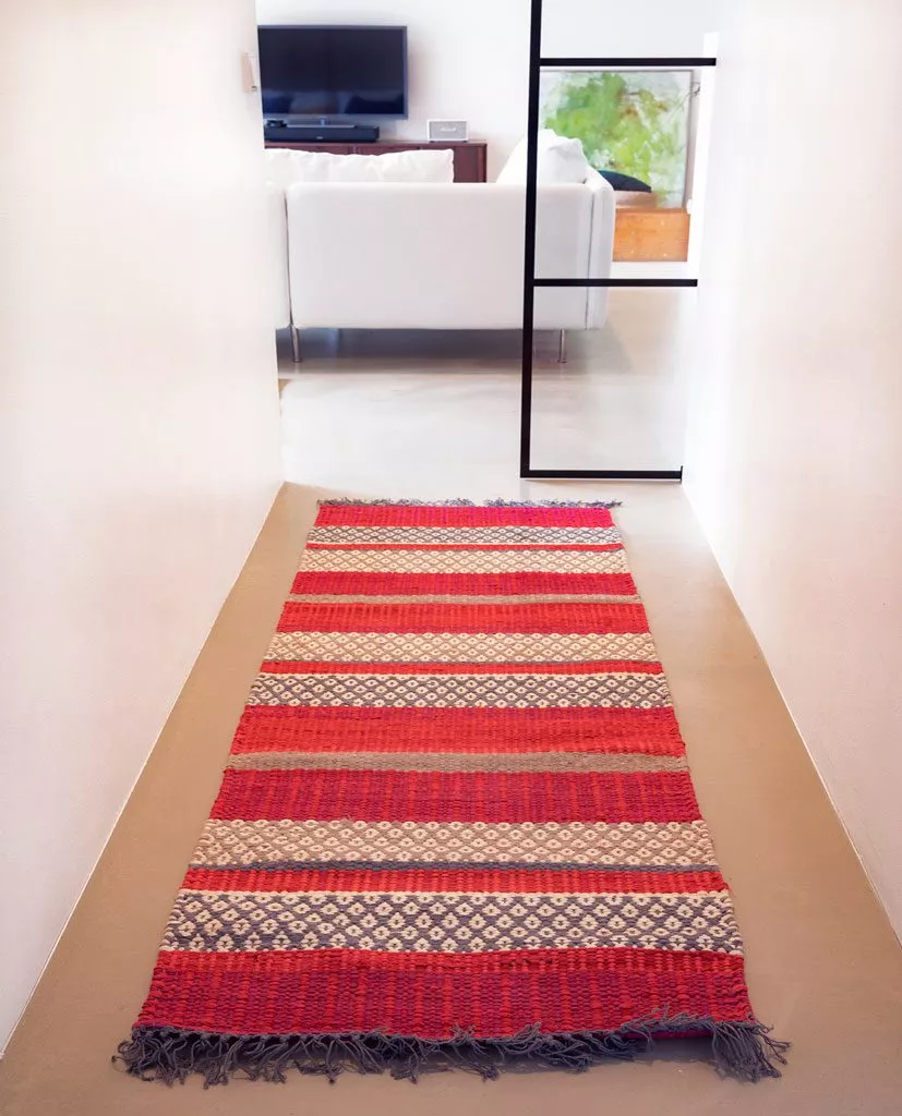 Birgitta kierrätyspuuvillamatto, punainen