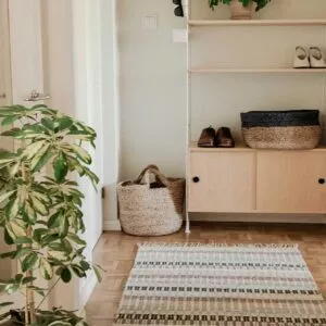 Huvila kierrätyspuuvilla räsymatto, beige