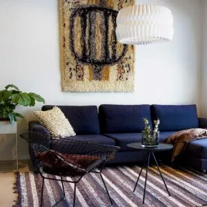 Huvila kierrätyspuuvilla räsymatto, musta