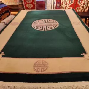 Käsinsolmittu kiinanvilla matto, tummanvihreä