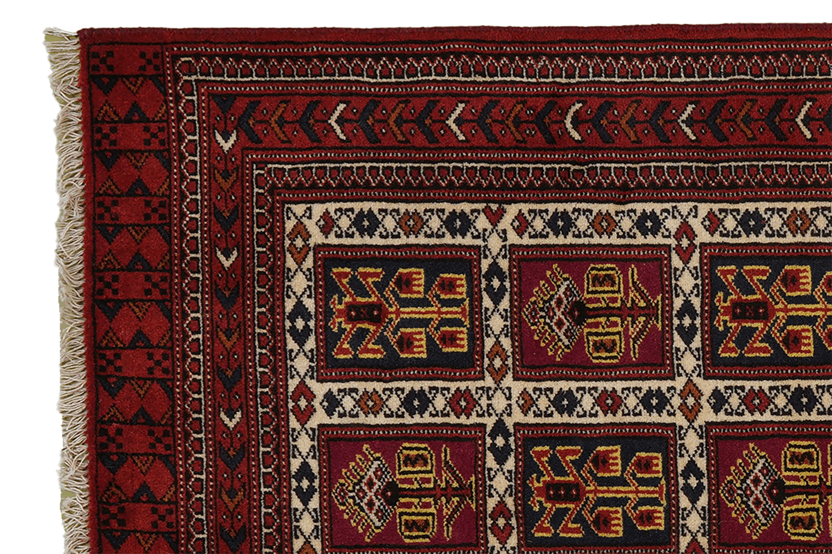 Käsinsolmittu iranilainen villamatto, Turkman - Image 6