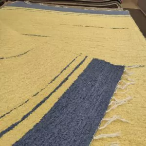 Kotimainen puuvilla-chenillematto, sini/keltainen