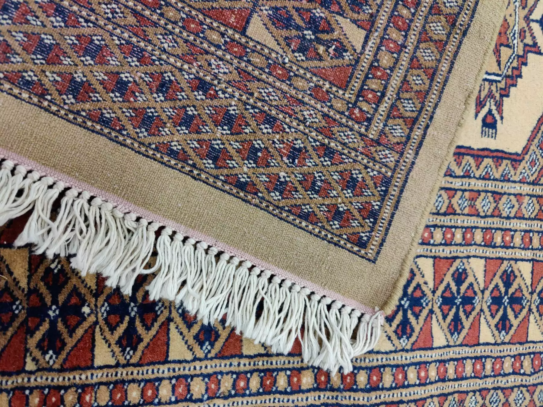 Käsinsolmittu Pakistan villamatto, beige/ruskea - Image 3