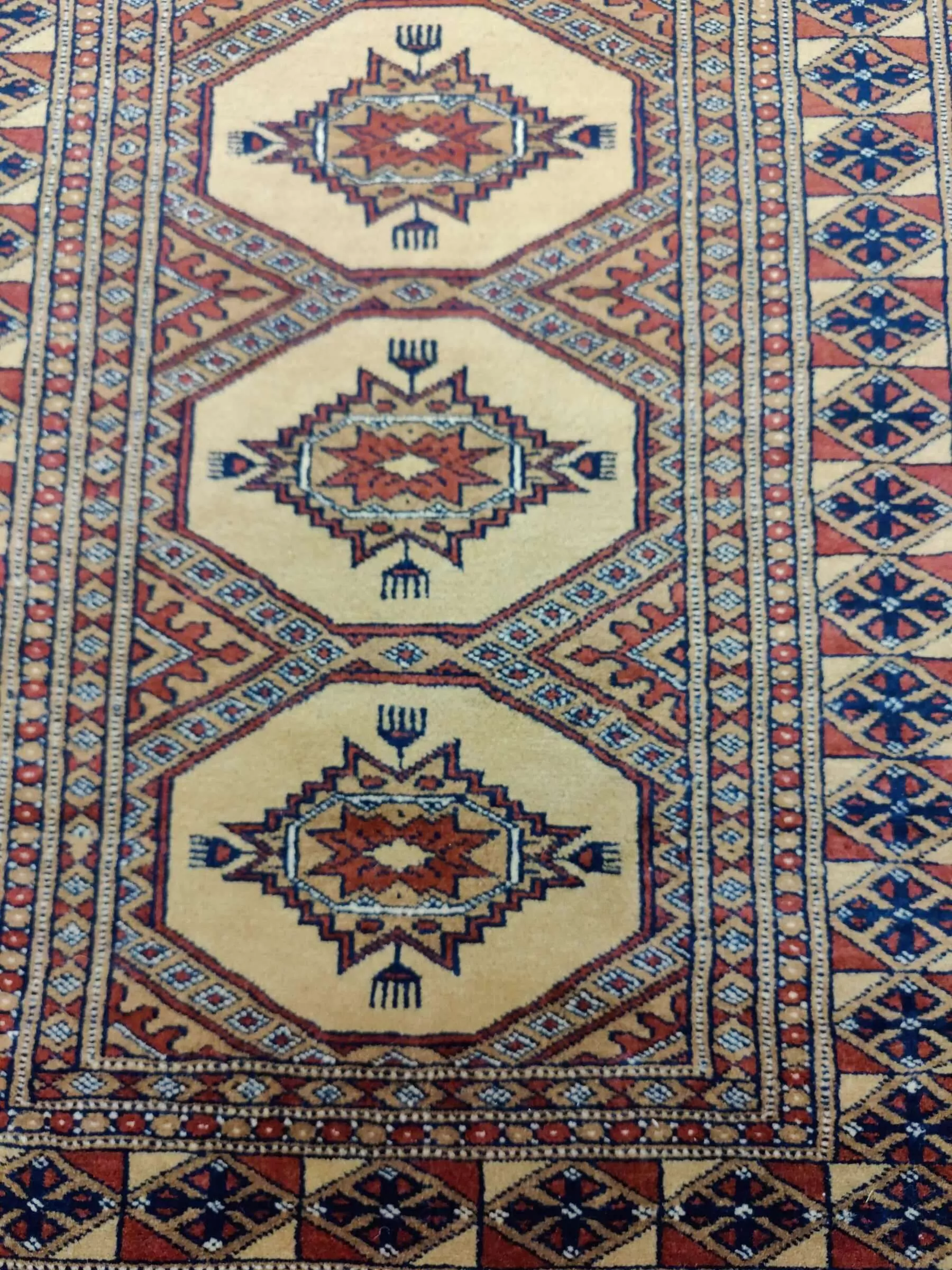 Käsinsolmittu Pakistan villamatto, beige/ruskea - Image 2