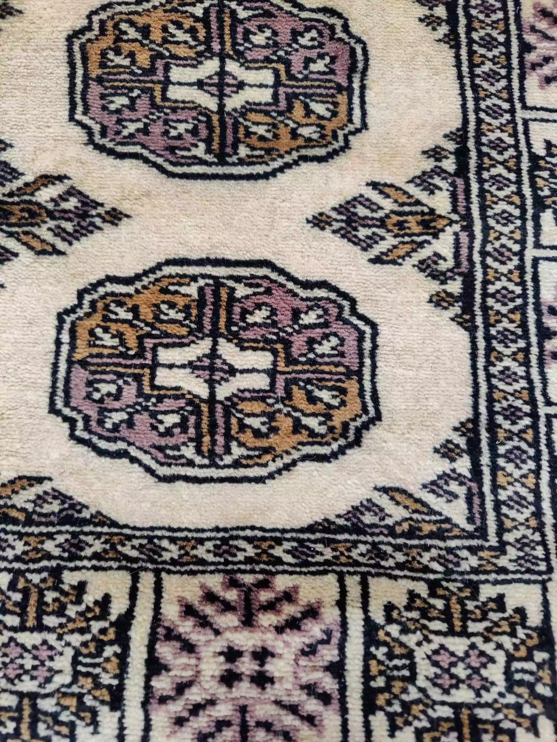 Käsinsolmittu Pakistan villamatto, beige - Image 2