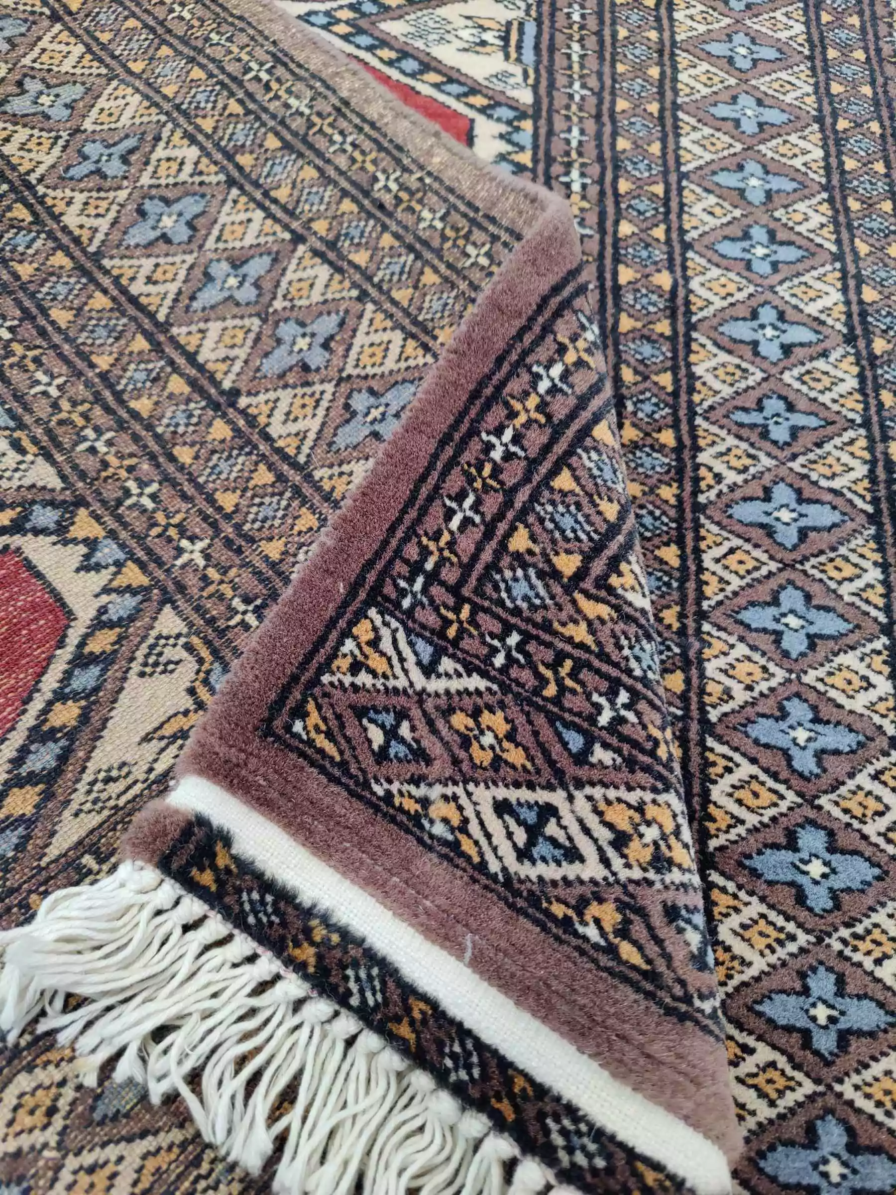 Käsinsolmittu Pakistan villamatto, punainen/ruskea - Image 3