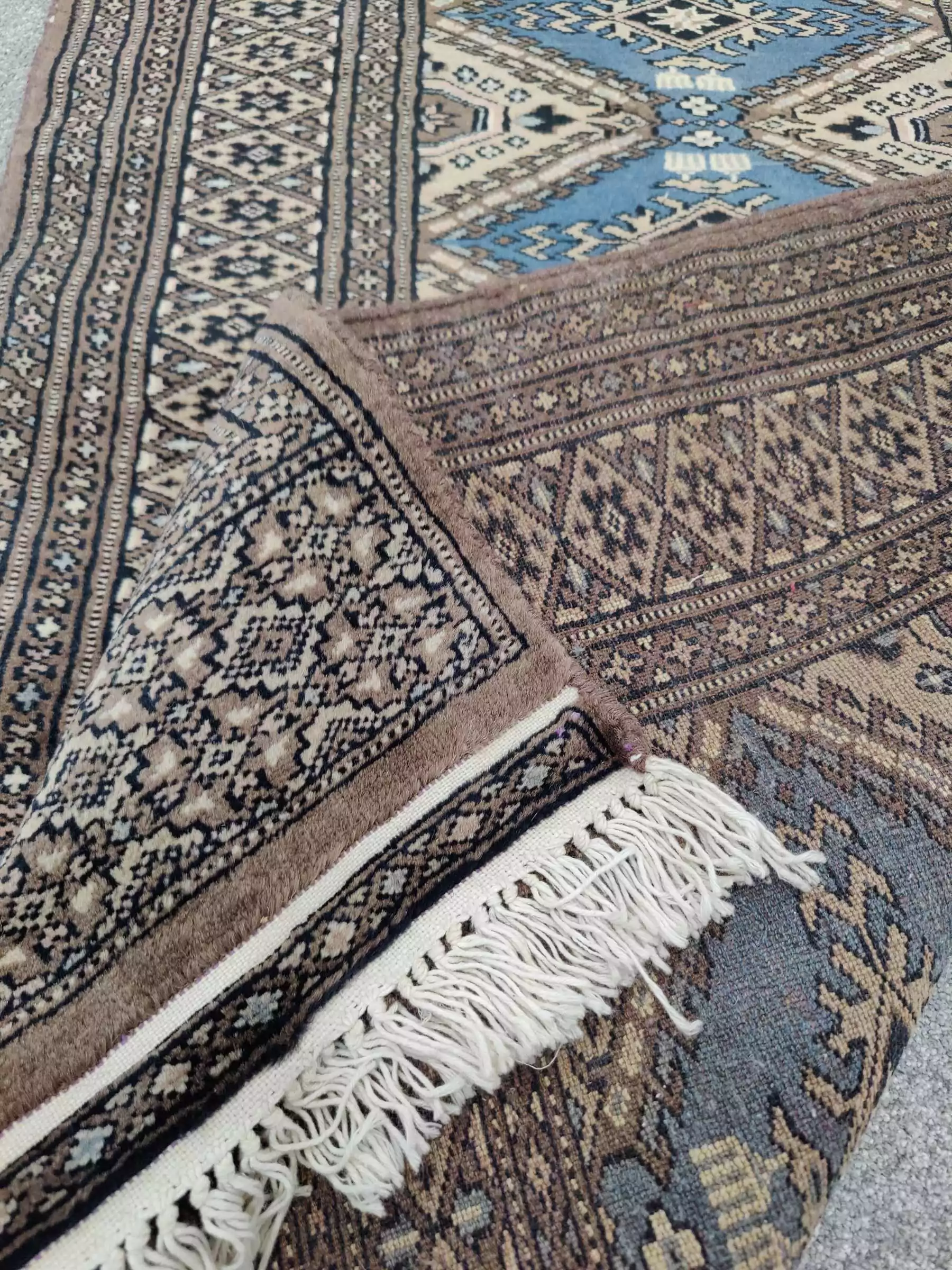 Käsinsolmittu Pakistan villamatto, siniharmaa - Image 3