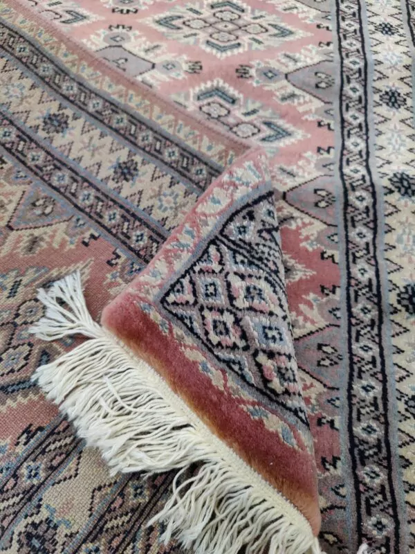 käsinsolmittu pakistan-villamatto, rose - Image 2