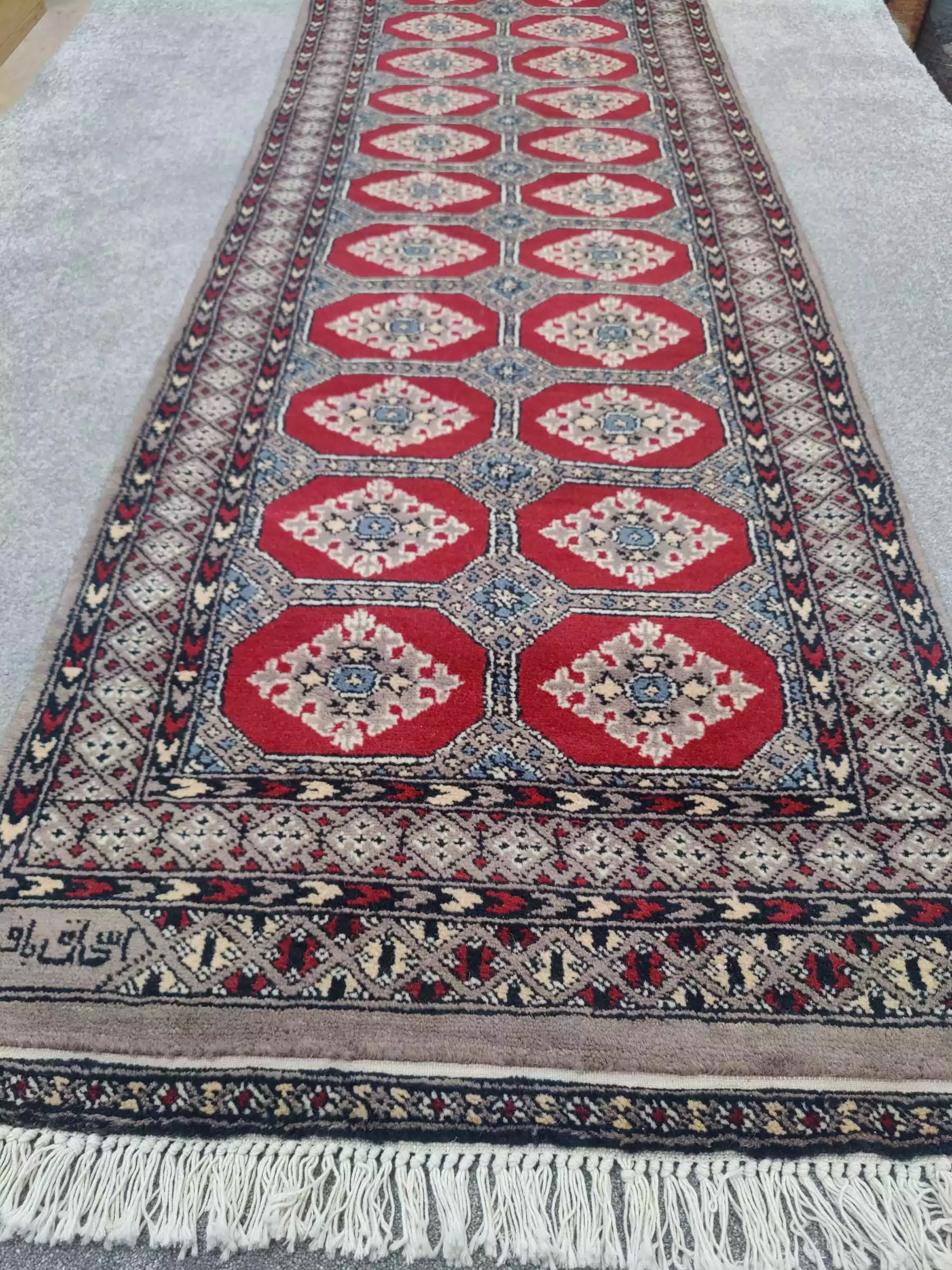 Käsinsolmittu Pakistan villamatto, punainen