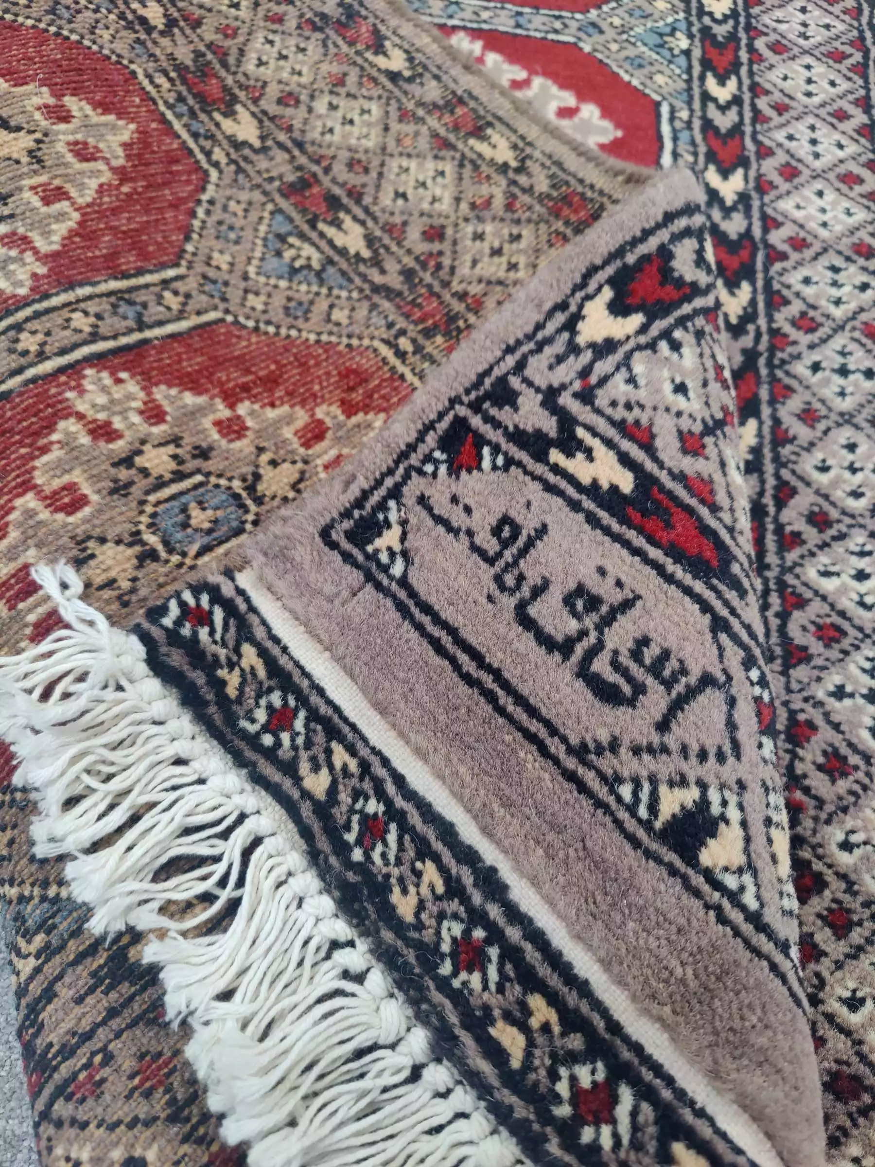 Käsinsolmittu Pakistan villamatto, punainen - Image 2