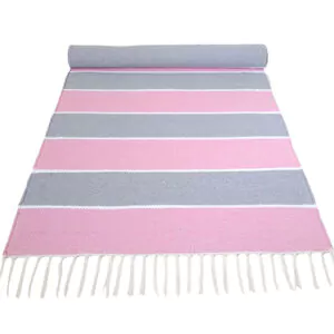 Kotimainen Saara Raitamatto EKO, vaaleanpuna-harmaa