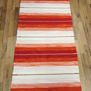 Kotimainen Perinne trikookudematto, puna-valkoinen