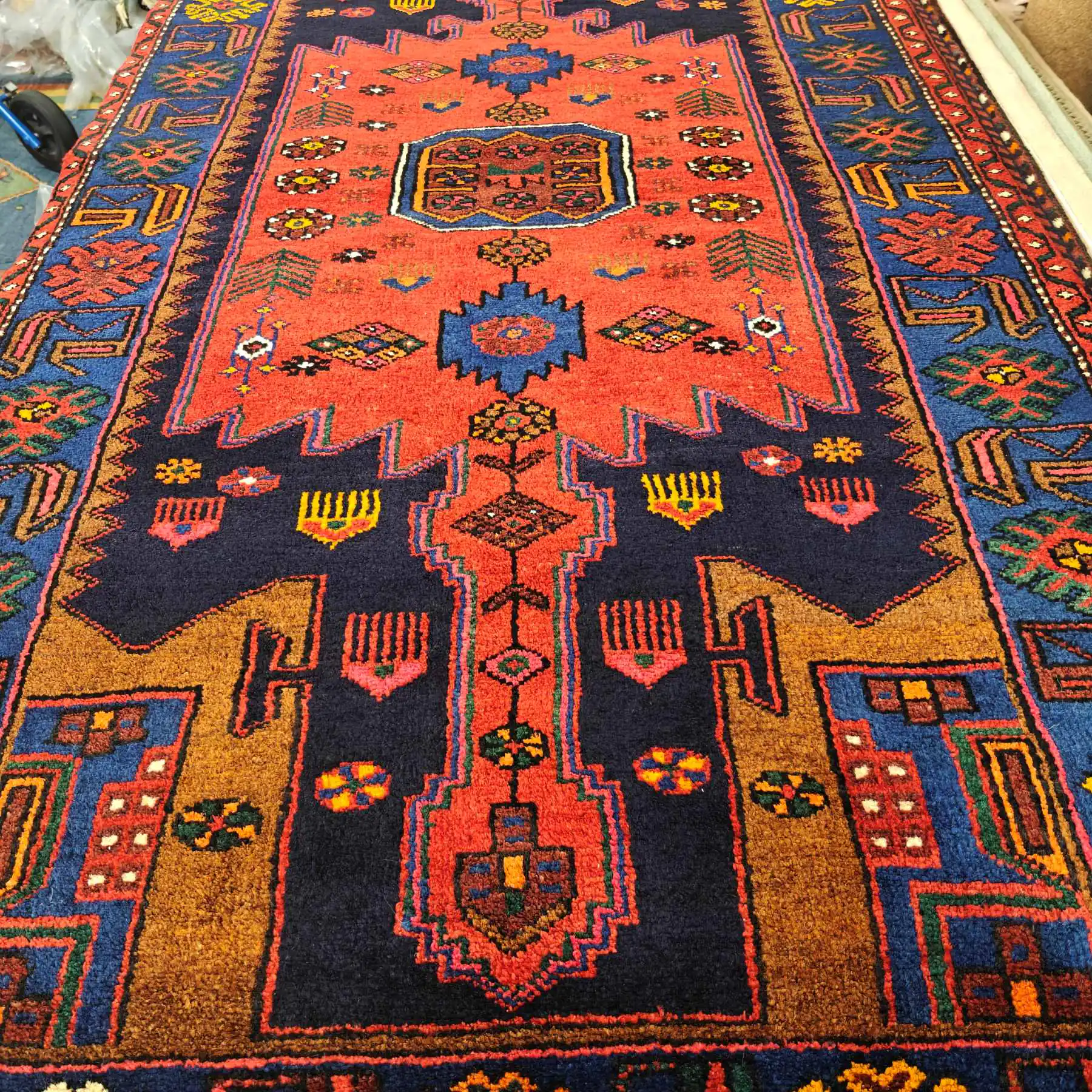 Käsinsolmittu iranilainen villamatto, khamseh - Image 3